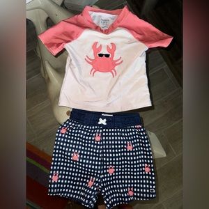 Crown and Ivy Boys Swimsuit and Rashguard Set 24 months